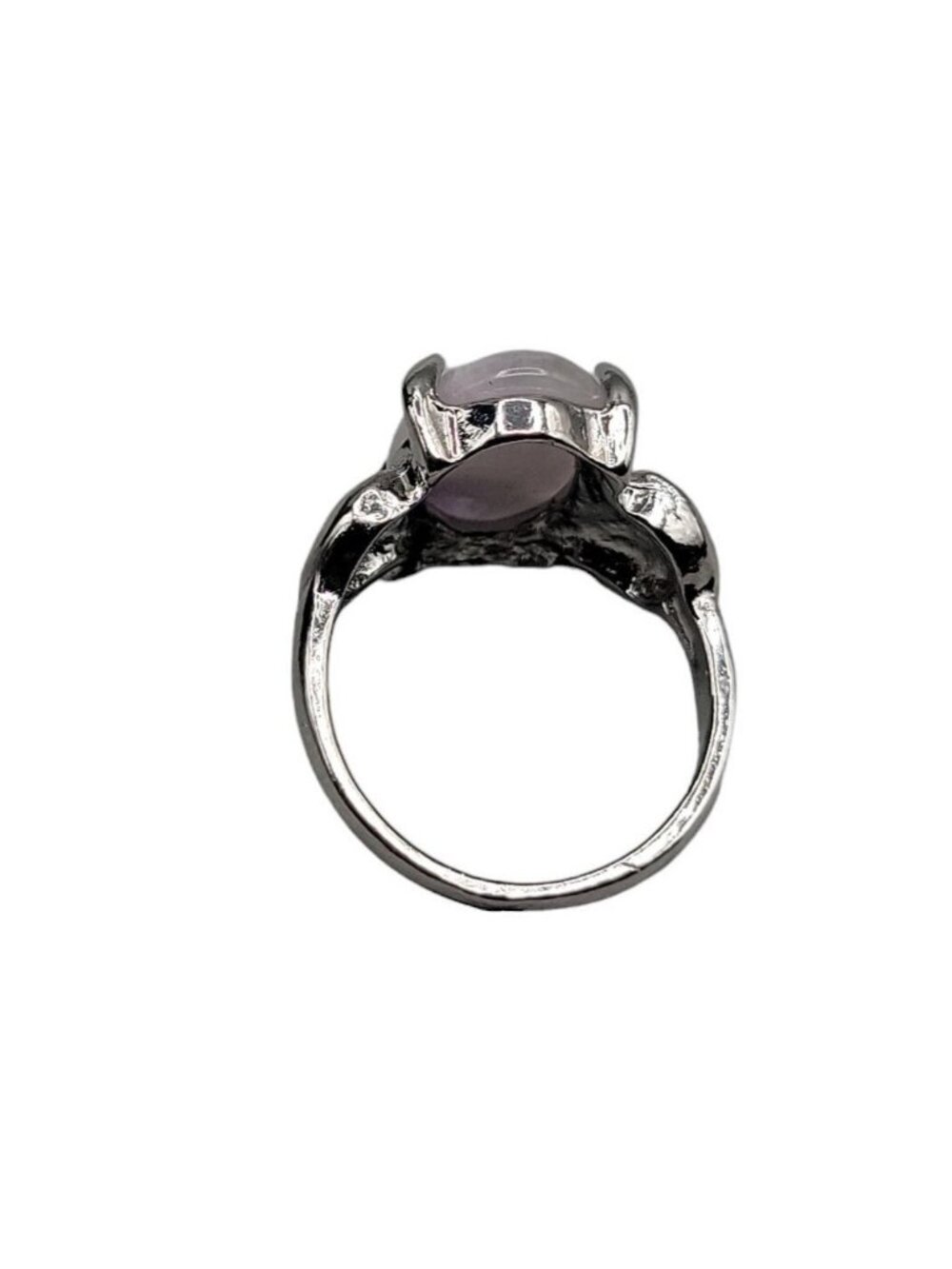 Purple Moonstone Ring Silver Plated Ladies Size 5.5 Heart Side Accents Vintage - Picture 15 of 16